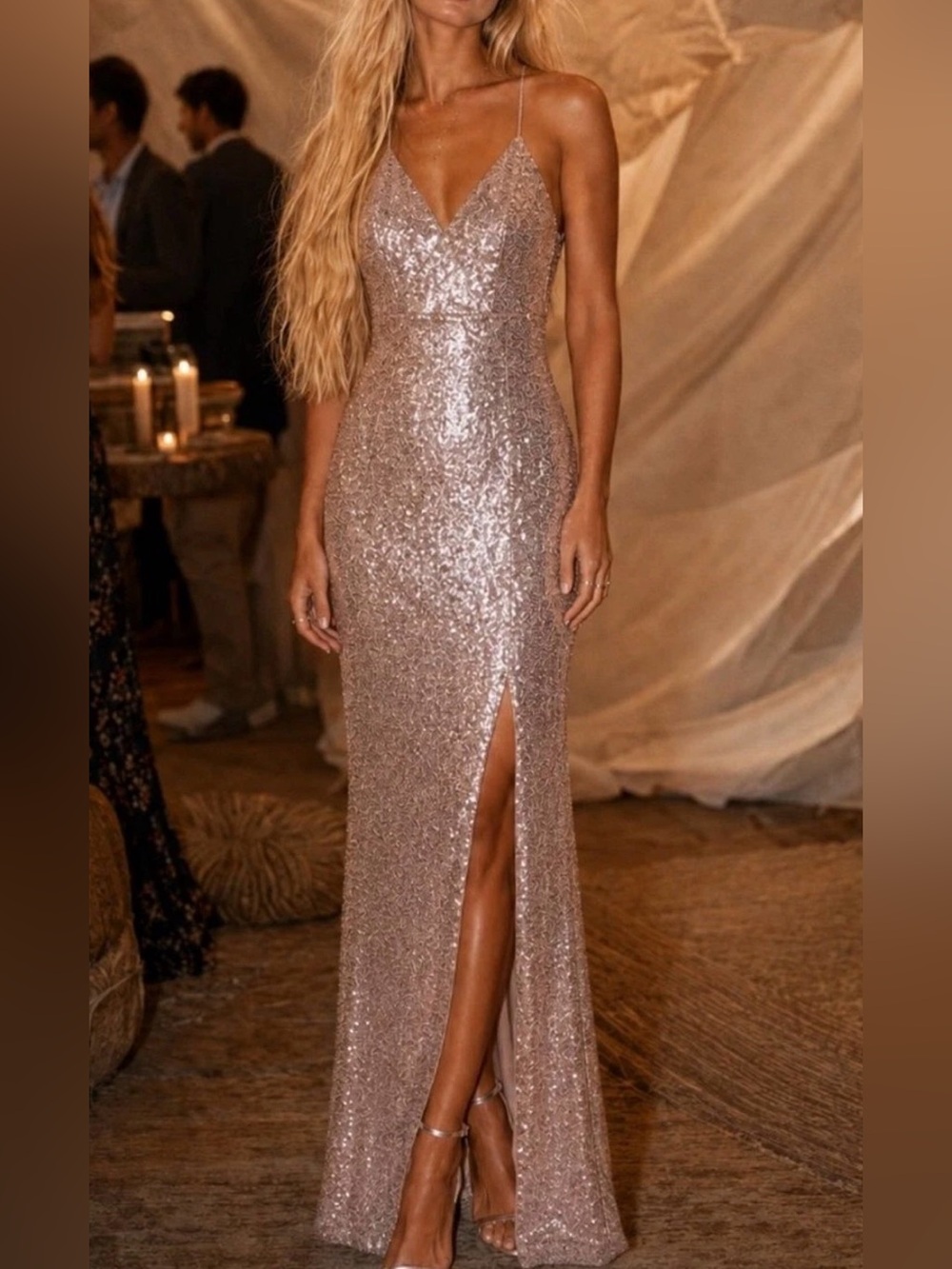 B.Smart Sequin Slip Evening Dress in Rose Gold 5/6